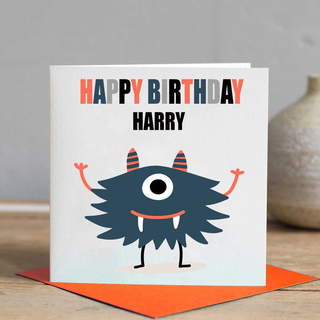 Monster Birthday Card Boys Birthday Card Fun Birthday Card - Etsy