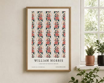 William Morris Print, Heirloom Bloom Poster, Vintage Botanical Wall Art, Floral Exhibition Print