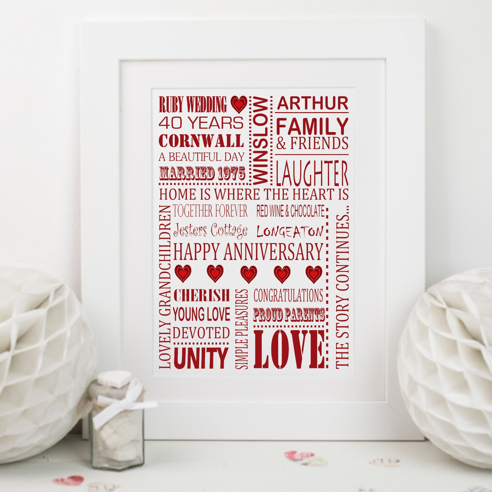 Picture Frame Ruby Wedding Present For Husband Ruby Wedding
