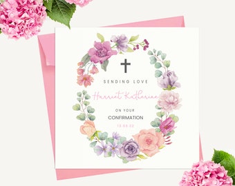 Personalised Confirmation Card, Girl's Confirmation Card, Confirmation Card, Religeous Confirmation Card, Pastel Confirmation Card