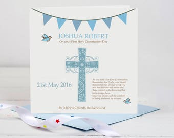 First Holy Communion Card - Boys Communion - Holy Communion Day - Holy Communion Card - 1st Holy Communion Card