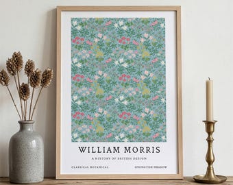 William Morris Springtide Meadow Print, Botanical Floral Wall Art, Vintage Wildflower Poster