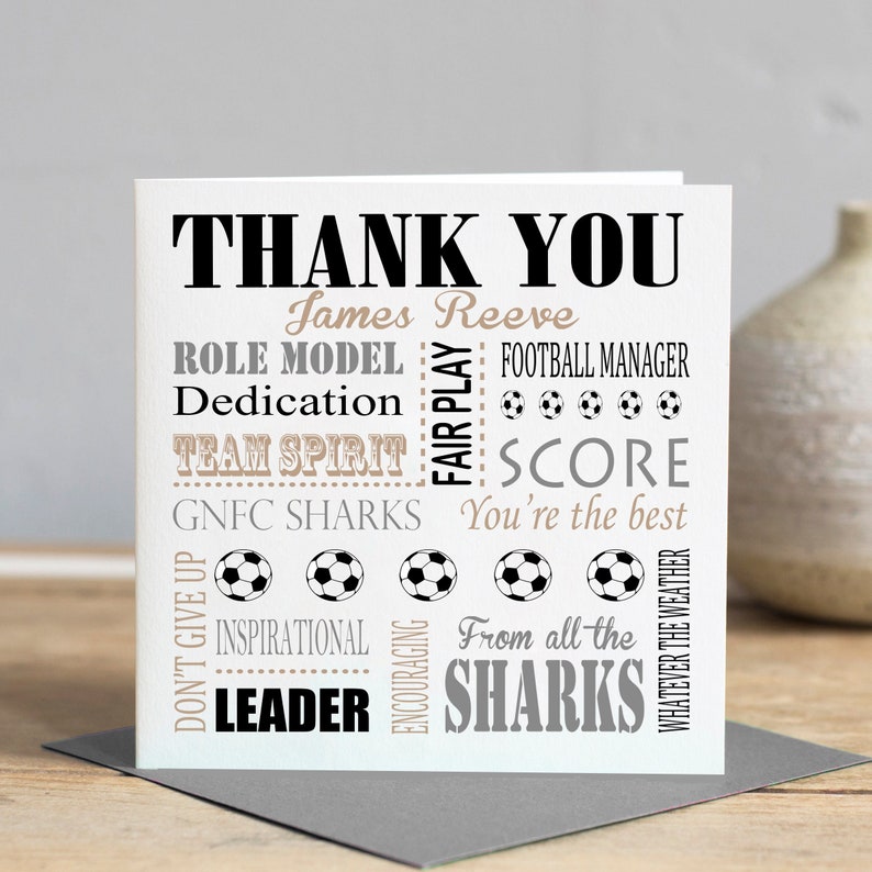 Football Coach Thank You Card, Thank You to Football Coach, Thank You ...