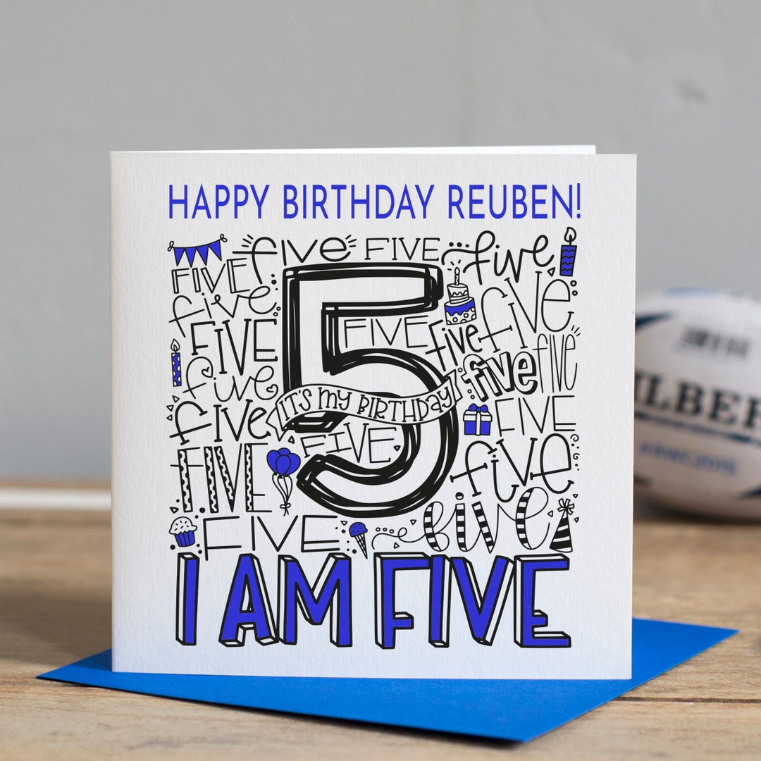 Personalised 5th Birthday Card, Son 5th Birthday Card, Nephew 5th