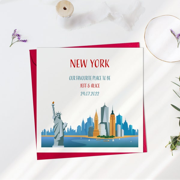 New York Card, New York Skyline, New York Landmarks, New York Engagement, Birthday in New York, New York Engagement Card, Travel to New York