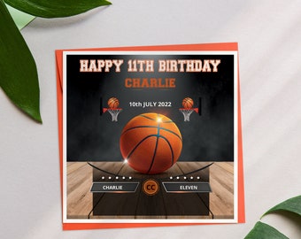 Personalised Basketball Birthday Card, Favourite Basketball Team Birthday Card, Boy's Birthday Card, Children's Birthday Card