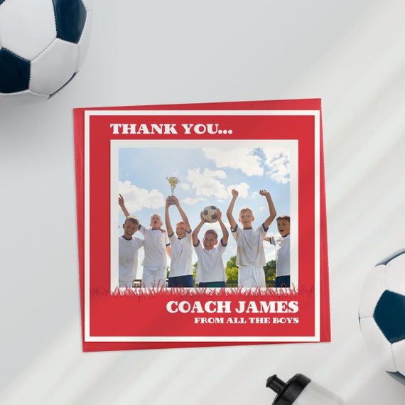 Bedankt Coach Voetbalkaart Dank u voetbal - Etsy