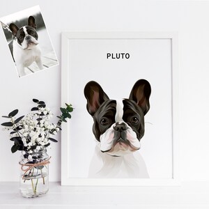 Pet Portrait from Photo, Dog Portrait from Photo, Digital Pet Drawing, Custom Cat Portrait, Dog Mum Gift, Custom Dog Portrait Framed