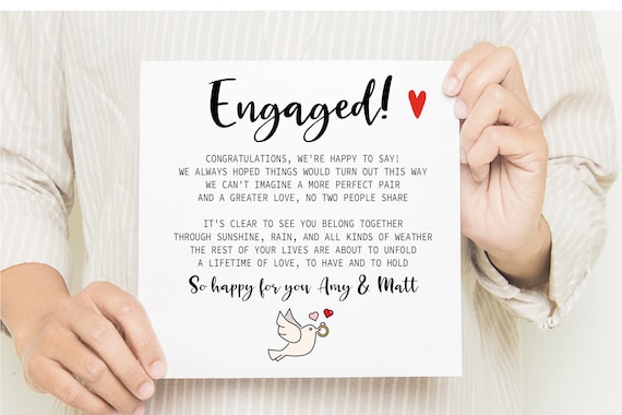 Personalised Pink Roses Engagement Congratulations Card With White Heart And Names | Greeting Card | | 2000-02888 - View #4