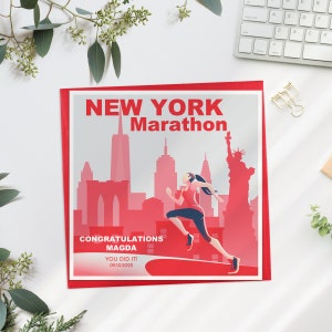 Personalised Marathon Card, New York, Marathon Success Card, Congratulations New York Marathon Card, Good Luck Marathon Card