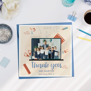 Thank you Teacher Photo Card Personalised Teacher Thank You Gifts for Teacher Card for Teacher with Photo End of school Card