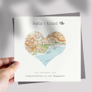 Special Location Map Card, Personalised Anniversary Card, Engagement Card, Personalised Wedding Card, Personalised Map Card image 3