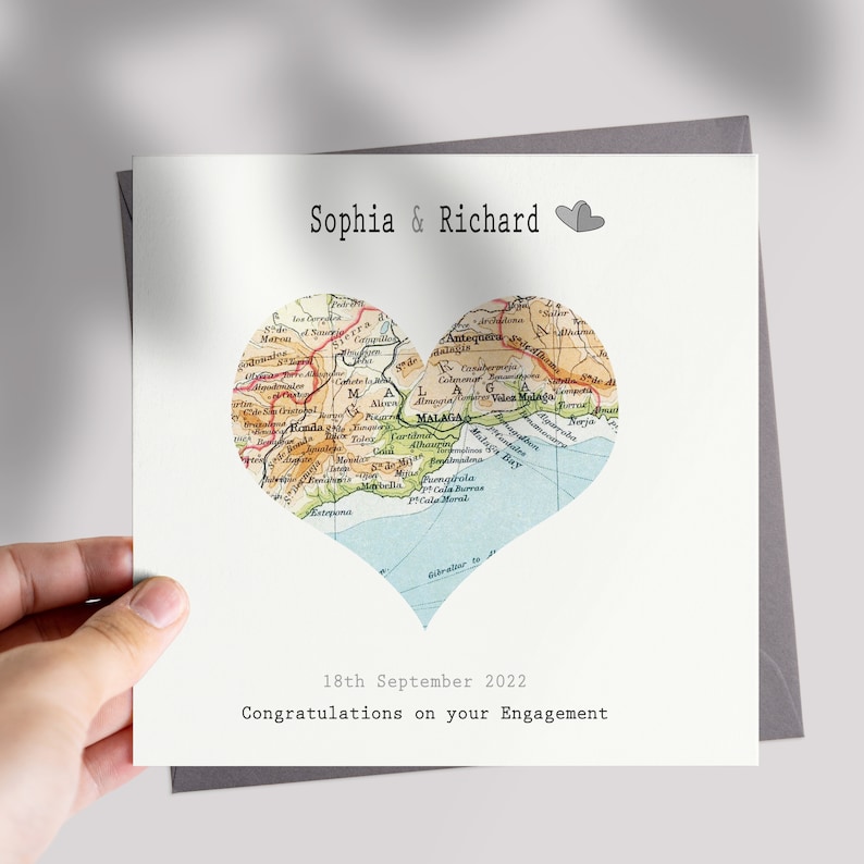 Special Location Map Card, Personalised Anniversary Card, Engagement Card, Personalised Wedding Card, Personalised Map Card image 3