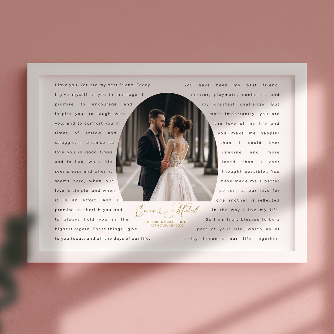 Impresión de votos de boda, Regalo de votos de boda, Regalo de aniversario  de boda personalizado para esposa, esposo, impresión de votos de boda ..., image size:1080x1080