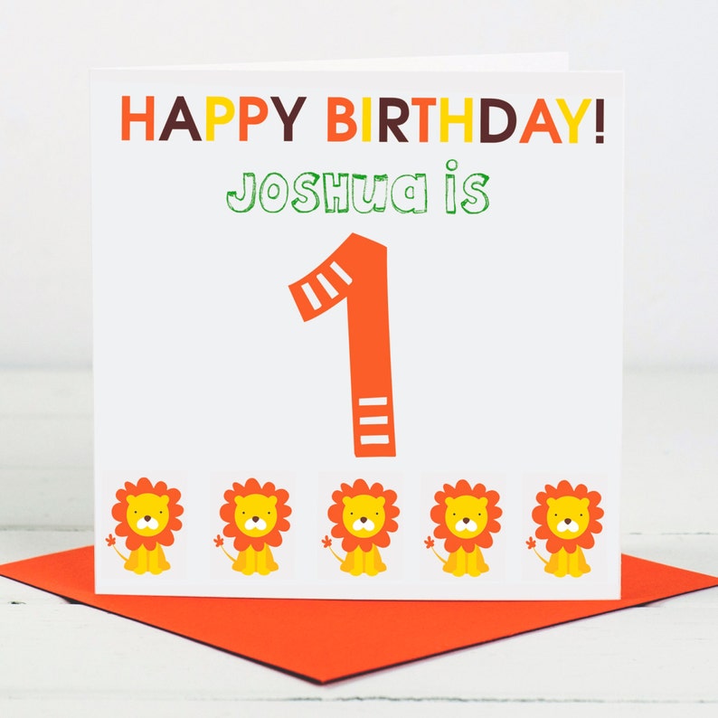 First Birthday Card Personalised 1st Birthday 1st Birthday Card Lion Birthday Card