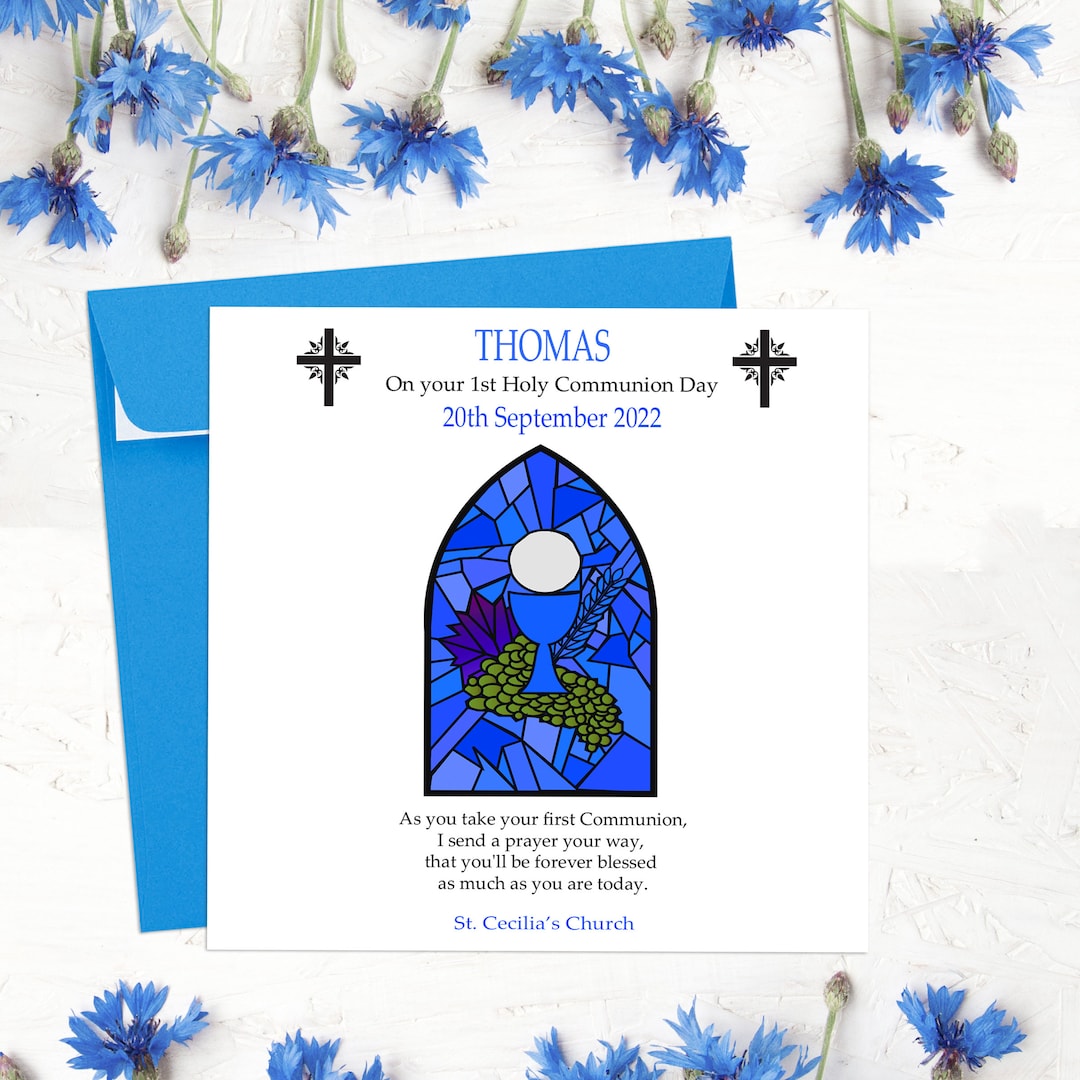 Sacrament of First Holy Communion Card, Boys Communion Card, Girl's 1st ...