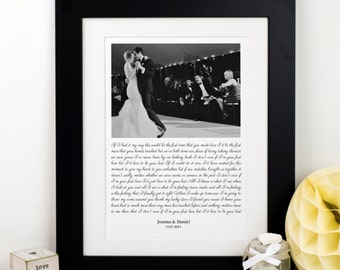 Personalized Wedding Song Lyrics Art Print, First Dance Anniversary Gift, Custom Names & Date