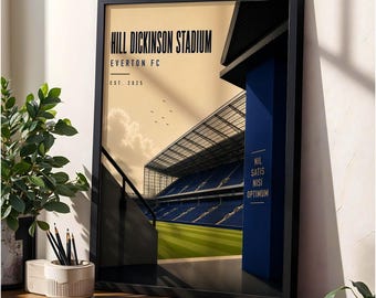 Everton Football Stadium Poster, Everton Fan Gift, A4 or A3