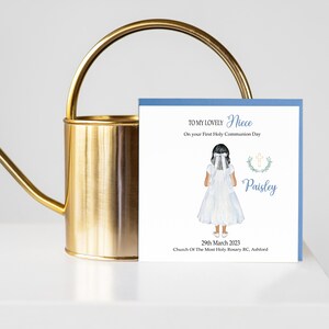 Niece First Holy Communion Card, Personalised Girls 1st Holy Communion Card for Niece, Handmade Holy Communion Card image 2