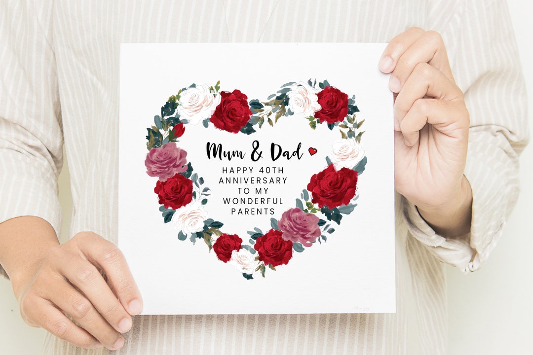 Buy Parents Anniversary Card, Personalised Mum and Dad Wedding Anniversary,  Ruby Wedding Anniversary Card for Parents or Grandparents Online in India 