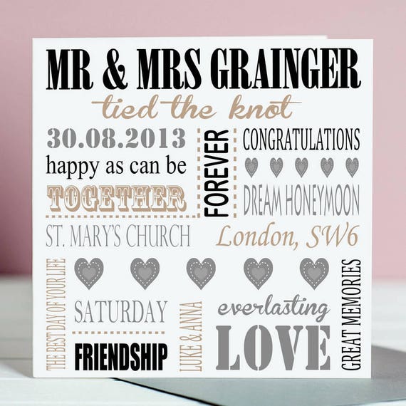 Personalised Wedding Engagement Husband Wife Mr & Mrs Congratulations Card 