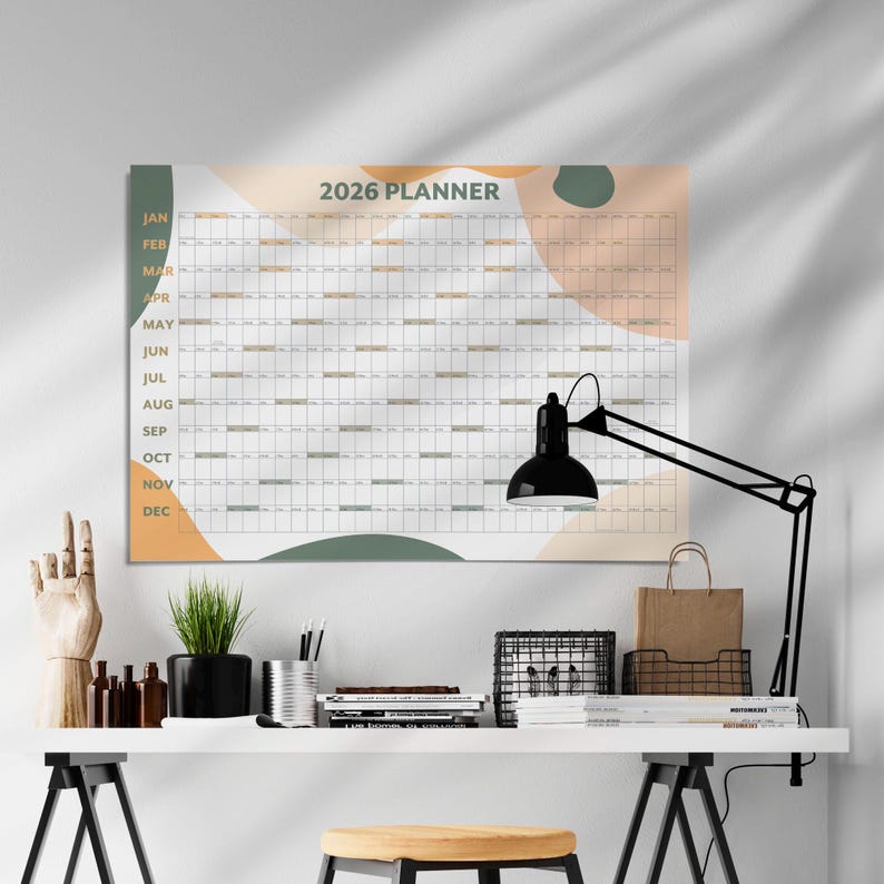 2027 Year Wall Calendar, A1 Large Annual Wall Planner, A1 Office Wall Planner, Year to View Calendar, Rolled Poster or Rigid Foamboard image 3
