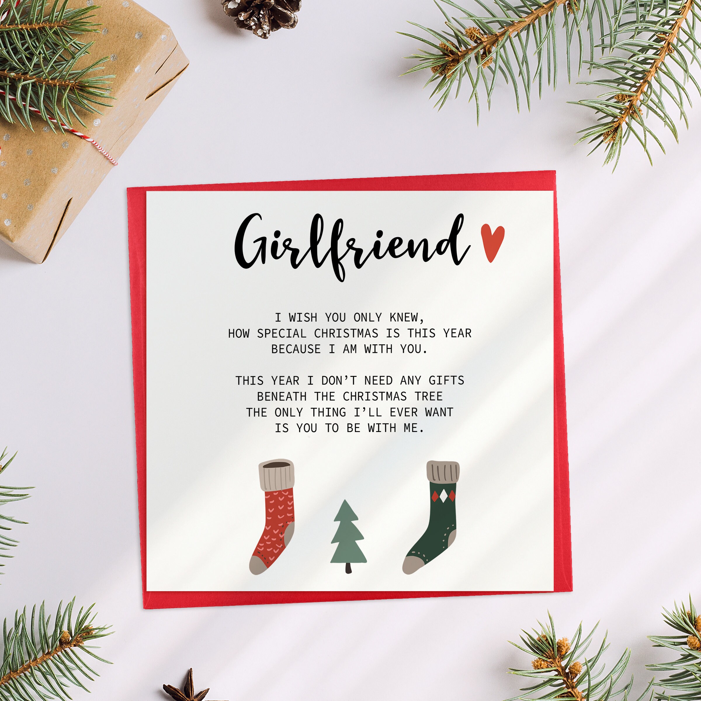 Girlfriend Christmas Card Romantic Christmas Card for Her