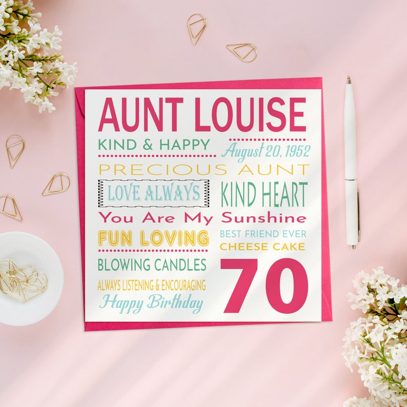 70th Birthday Card for Her, Personalised 70th Birthday Card, 70th ...