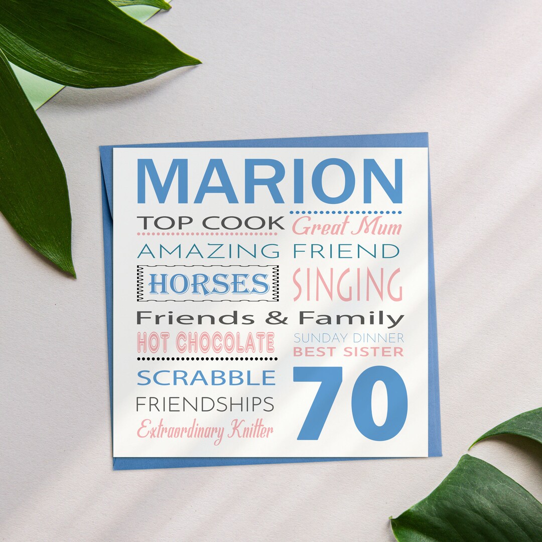 70th Birthday Card for Her, Personalised 70th Birthday Card, 70th ...