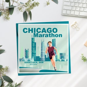 Personalised Chicago Marathon Card for her, Marathon Success Card for Him, Congratulations Chicago Marathon Card, Good Luck Marathon Card