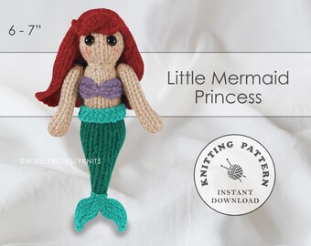 Little Mermaid Princess Amigurumi Doll Instant Download PDF Knitting Pattern