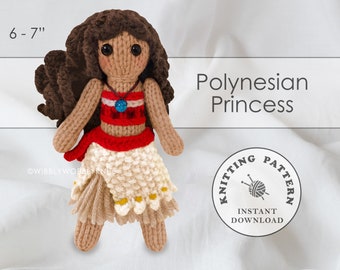 Poupée Amigurumi princesse polynésienne Téléchargement instantané PDF Modèle de tricot