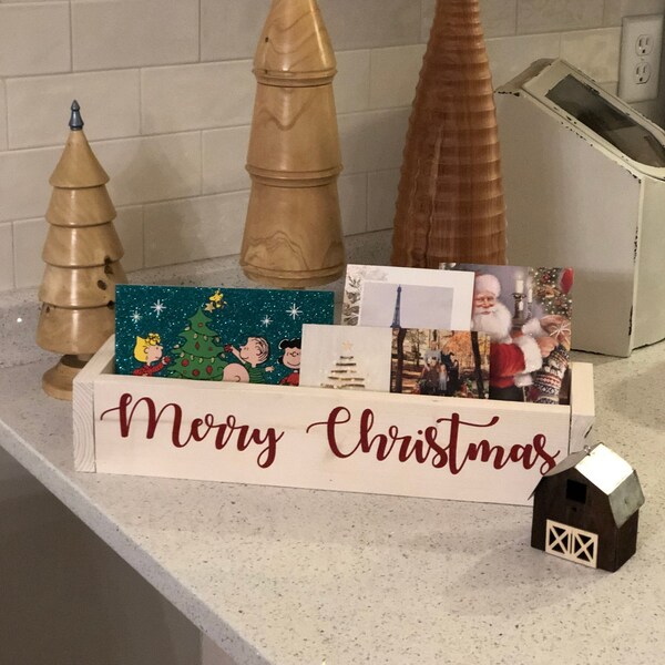 Christmas Card Display, Christmas Card Holder, Holiday, Farmhouse Christmas Card Display, Christmas Table Centerpiece, Christmas Card Box