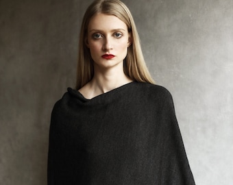 Fine Knit Poncho - Cape - Shawl  - Pure Merino Wool - Knitwear Handmade in the UK - Knitted Cowl Scarf - Cover up