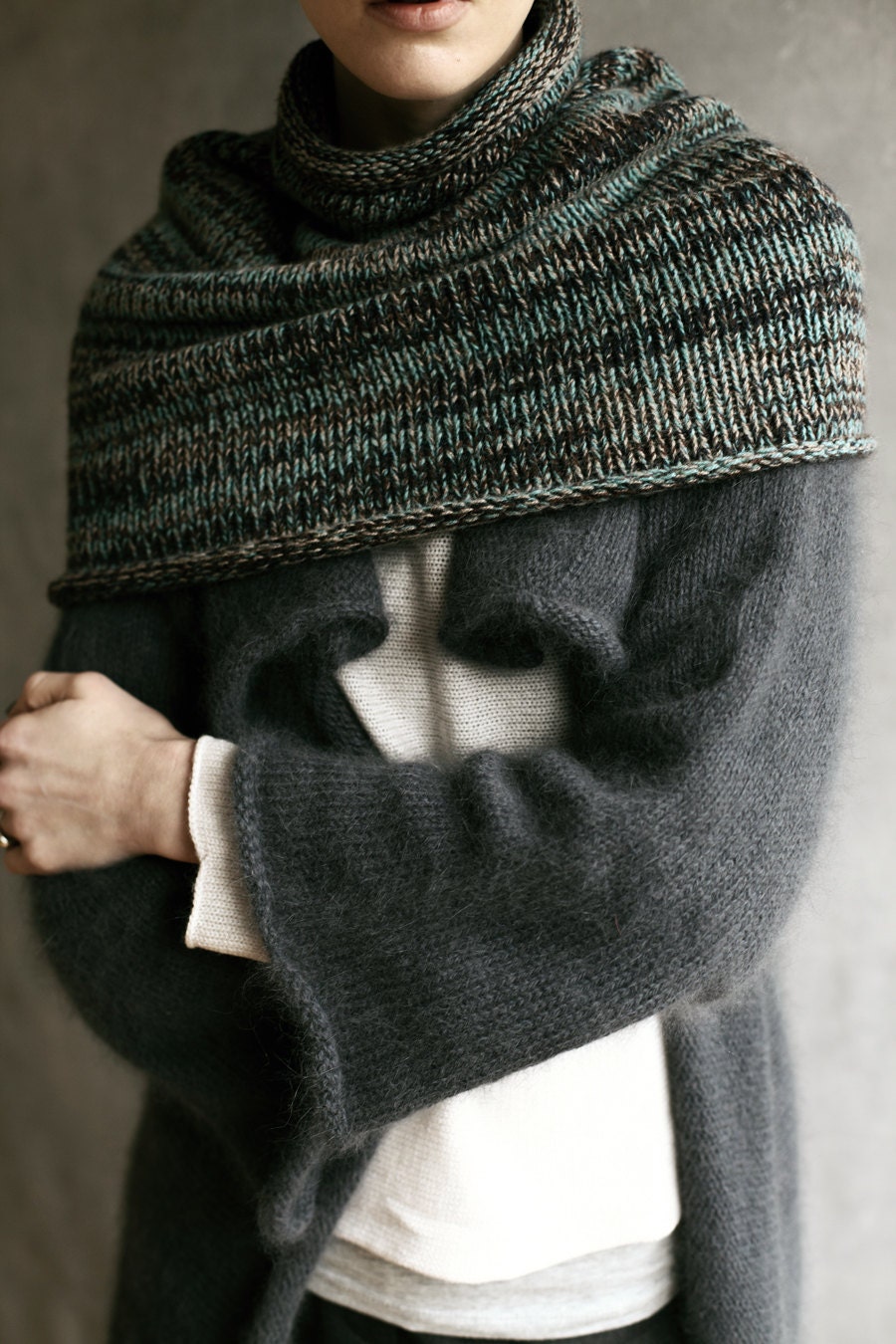 Angora Wool Fluffy Cardigan Knitted Charcoal/Dark Slate Furry | Etsy