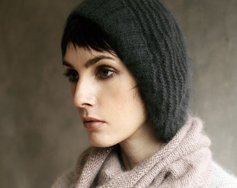 Angora Beret - Fluffy Hat Ethical Sustainable Fashion / Hand-Made in the UK / Woolly Hat / Winter Knit Hat / Winter Wear