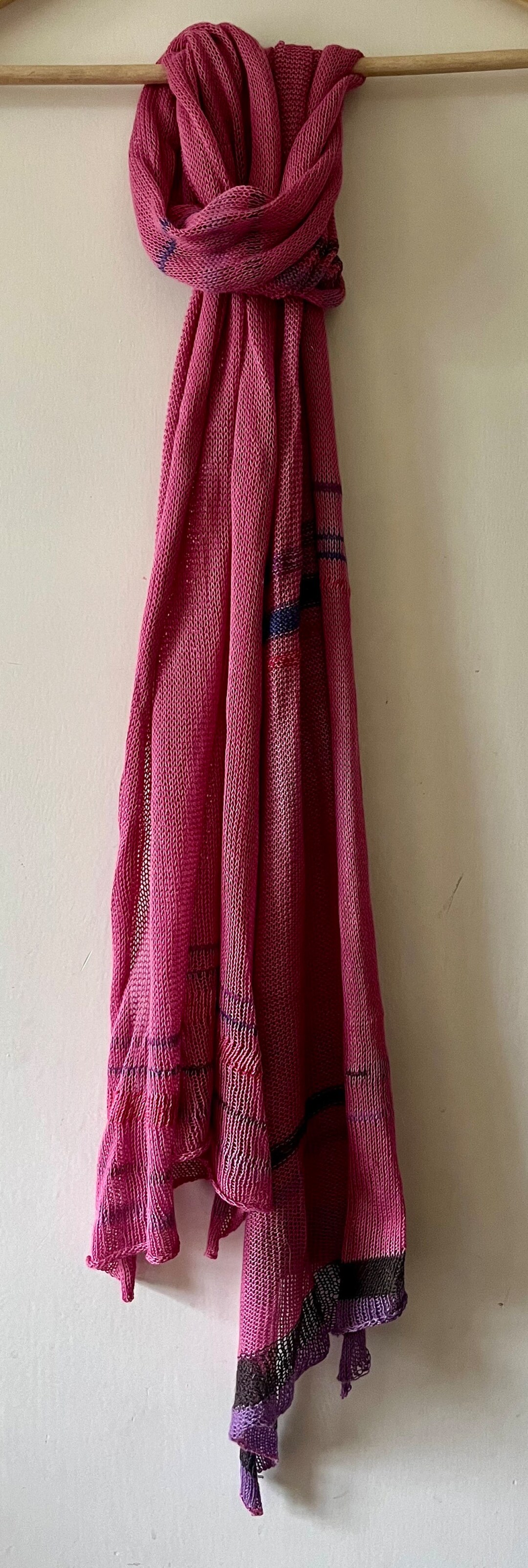 SALE Fine Vegan Knitted Scarf Sustainable Soft Cotton Knit Stripes