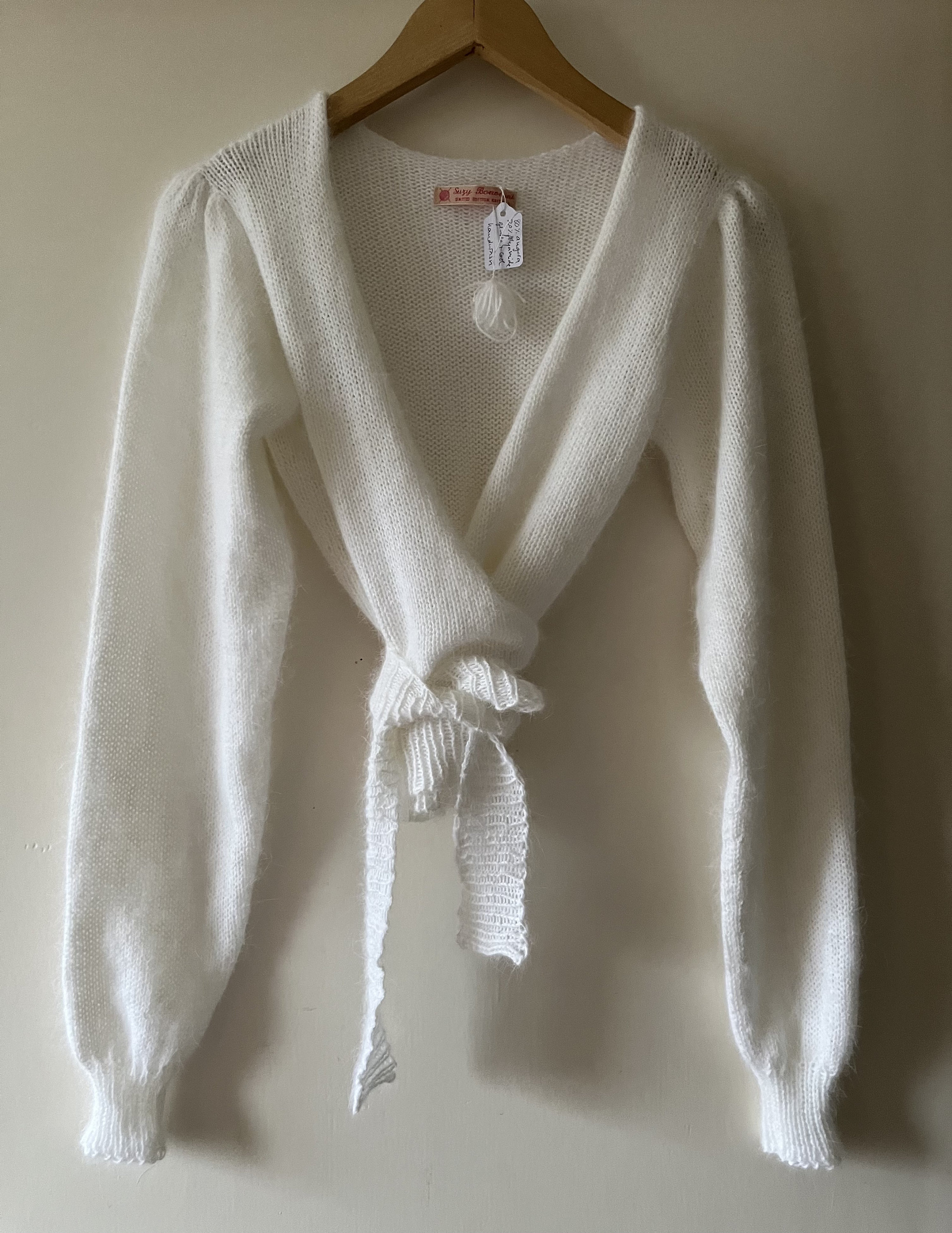 Bolero Ivory Angora Cropped Cardigan Angora Bridal Crossover Cardi