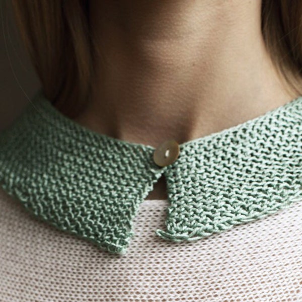 SALE on Pure Silk Collar - Knit Necklace Garter Stitch With Mother Of Pear Button Gift Collar