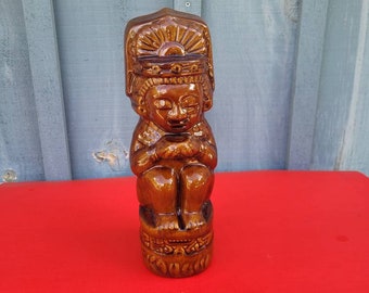 Vintage Kahlua Mayan Tiki Liquer Ceramic Decanter Hecho En Mexico 1930s