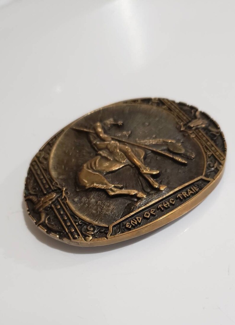 Montana Silversmiths Solid Brass End of the Trail Belt Buckle