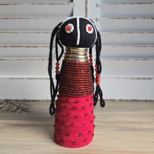 Ndebele Doll South African Beaded Fabric Doll Ceremonial Folk Art