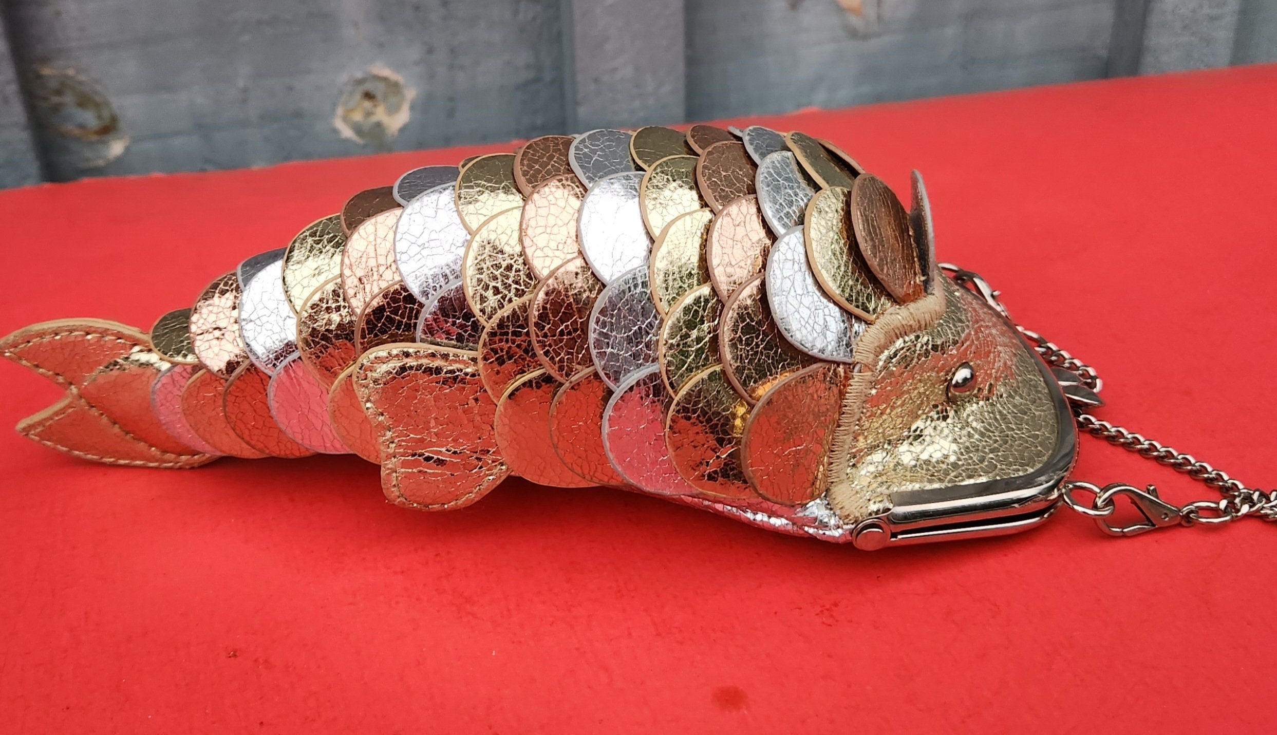 Far Nine Fish Shaped Small Purse With Bronze, Gold And, 60% OFF