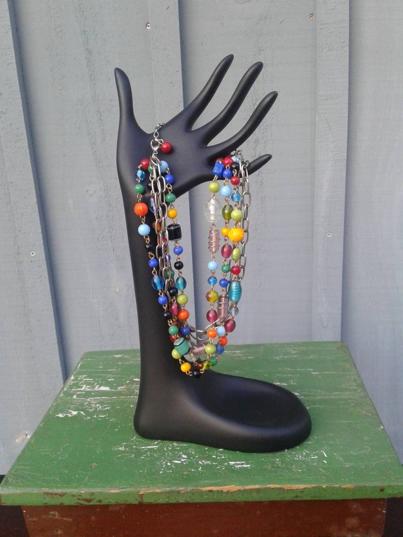 Vintage Beaded Multi Stranded Choker Necklace