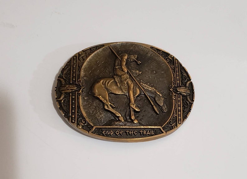 Montana Silversmiths Solid Brass End of the Trail Belt Buckle