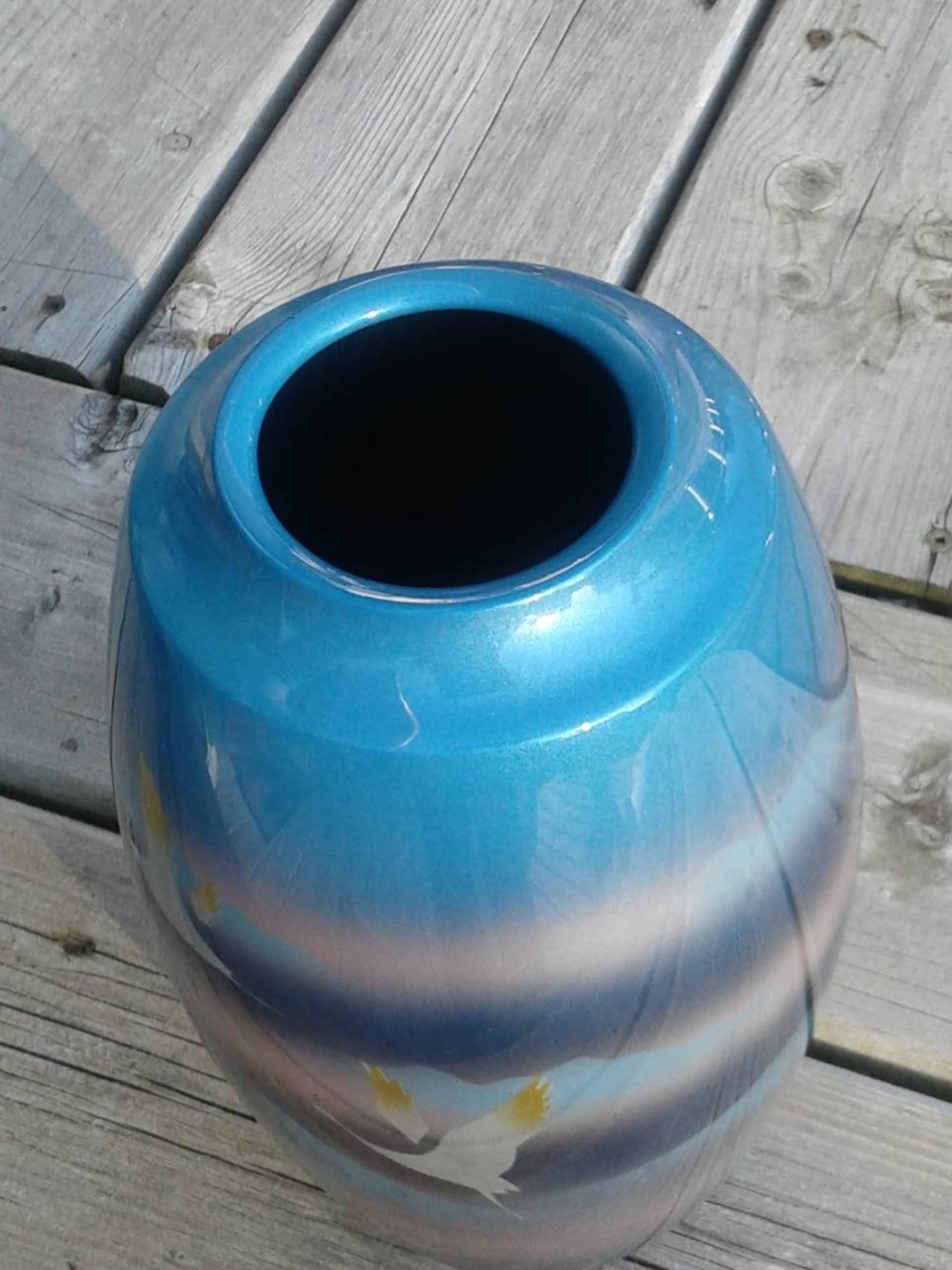 Vintage Japanese Utsuwa Ceramic Airbrush Vase With Flying Etsy