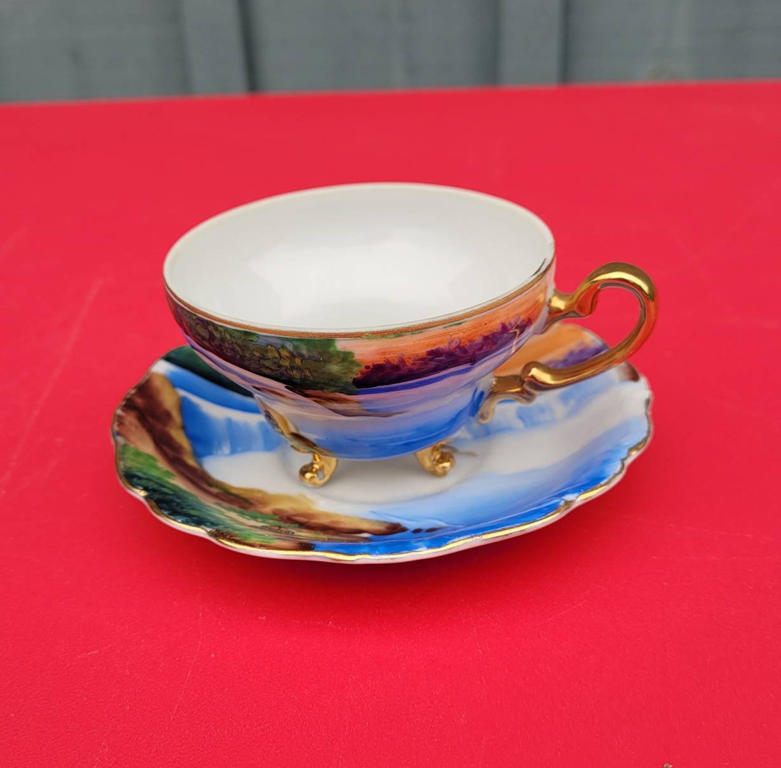 Vintage Ucagco Ceramics Japan Souvenir Teacup And Saucer Etsy