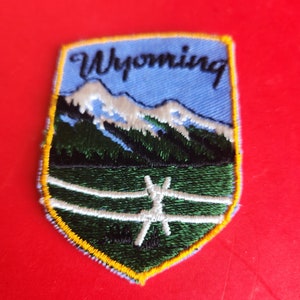 Wyoming Vintage Souvenir Travel Patch Embroidered Mountains Patch