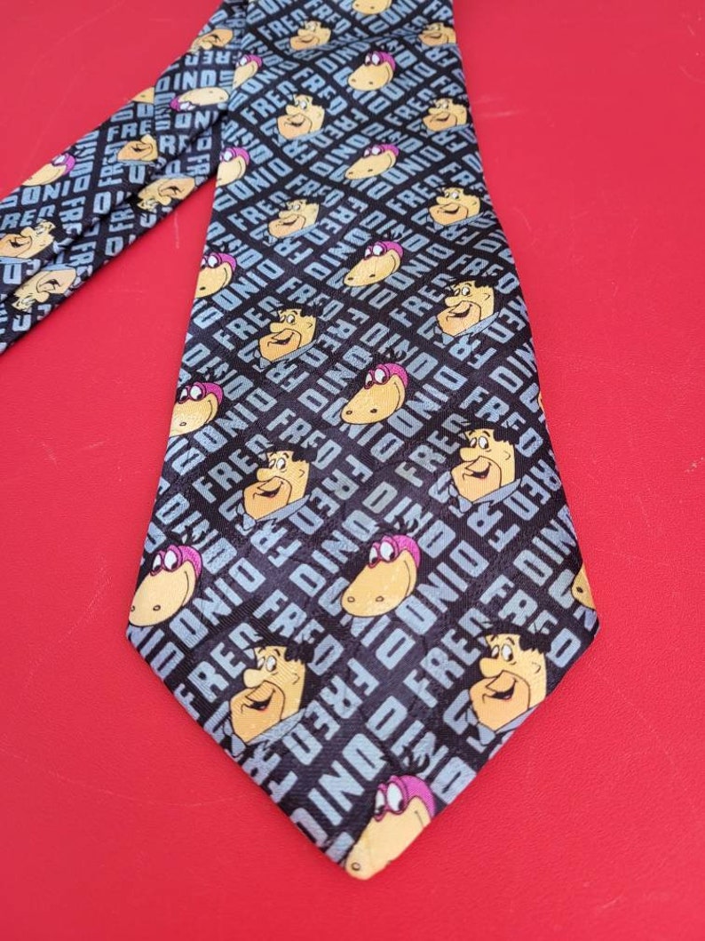Vintage 1994 Fred Flintstone And Dino Mens Necktie By Novelty Ties