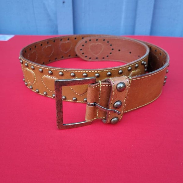 Designer Betsy Johnson Leather Heart And Studded Belt